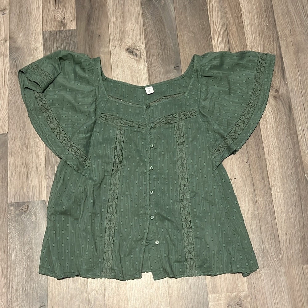 Old Navy Forest Green Lace Blouse